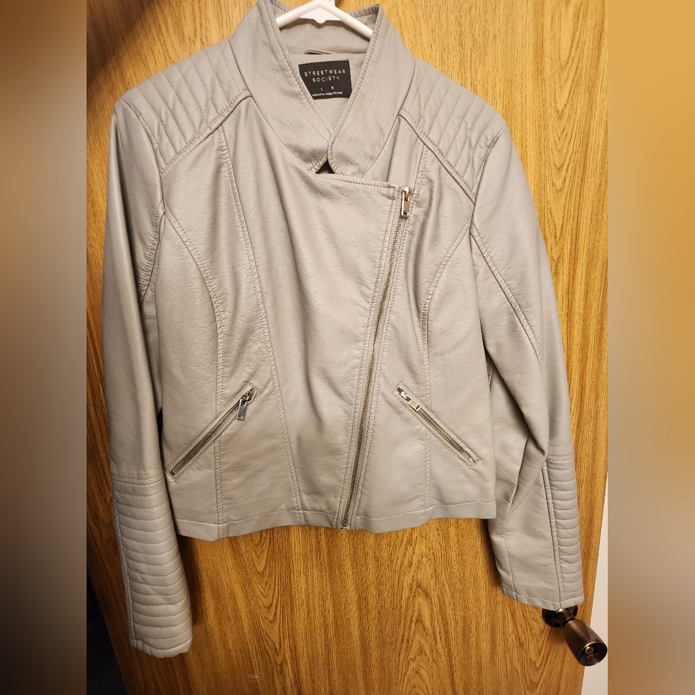 Gray Leather Jacket